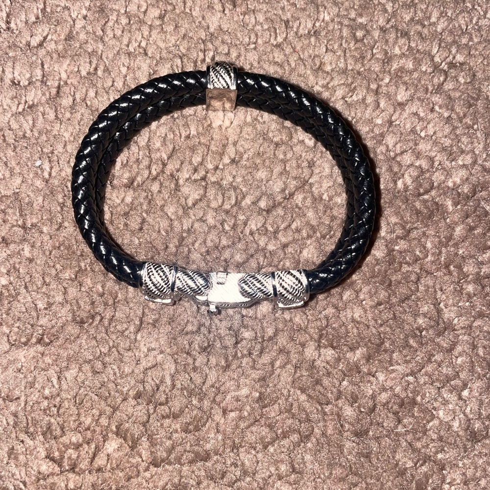 Judith Ripka Leather and Sterling Bracelet